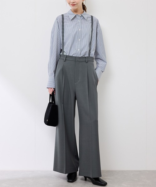 ROPE' PICNIC（ロペピクニック）の「フレアシルエットサスペンダー付きパンツ（その他パンツ・レディース・チャコールグレー/グリーン・38/36）」の2枚目の写真