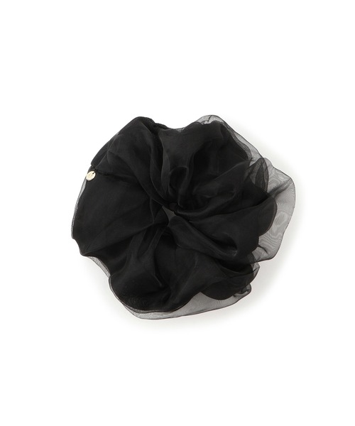 セール】プレート付きオーガンジー×シャイニーコンビシュシュ