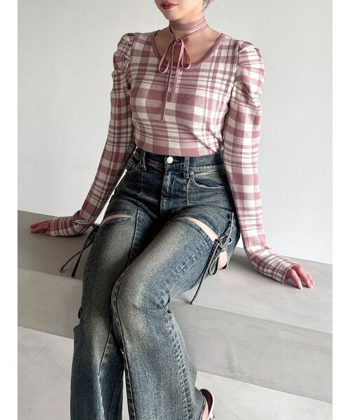 RESEXXY（リゼクシー）の「チョーカーデザインニットトップス（ニット/セーター・レディース・ブラック/ピンク/その他1/レッド・FREE）」の9枚目の写真