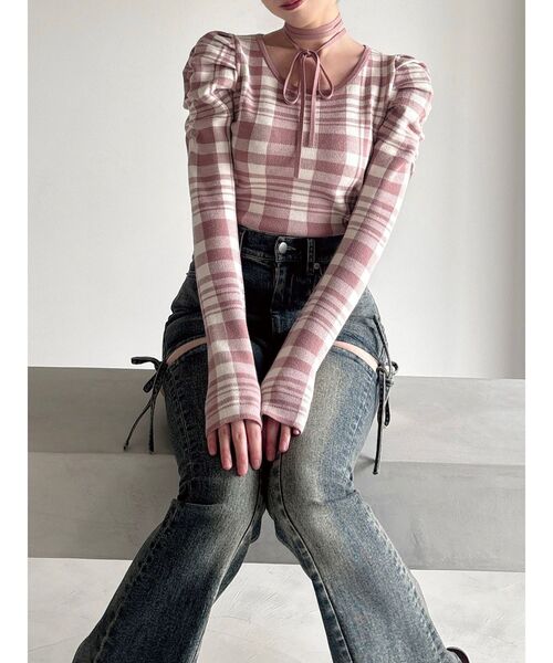 RESEXXY（リゼクシー）の「チョーカーデザインニットトップス（ニット/セーター・レディース・ブラック/ピンク/その他1/レッド・FREE）」の10枚目の写真