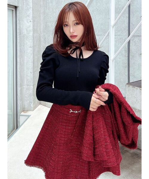 RESEXXY（リゼクシー）の「チョーカーデザインニットトップス（ニット/セーター・レディース・ブラック/ピンク/その他1/レッド・FREE）」の11枚目の写真