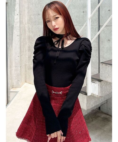 RESEXXY（リゼクシー）の「チョーカーデザインニットトップス（ニット/セーター・レディース・ブラック/ピンク/その他1/レッド・FREE）」の12枚目の写真