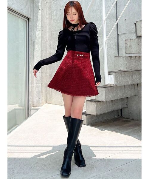 RESEXXY（リゼクシー）の「チョーカーデザインニットトップス（ニット/セーター・レディース・ブラック/ピンク/その他1/レッド・FREE）」の14枚目の写真