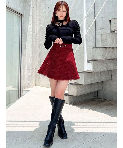 RESEXXY（リゼクシー）の「チョーカーデザインニットトップス（ニット/セーター・レディース・ブラック/ピンク/その他1/レッド・FREE）」の15枚目の写真