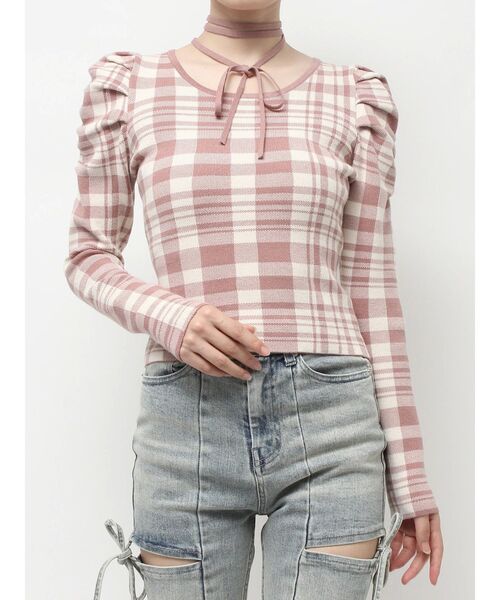 RESEXXY（リゼクシー）の「チョーカーデザインニットトップス（ニット/セーター・レディース・ブラック/ピンク/その他1/レッド・FREE）」の6枚目の写真