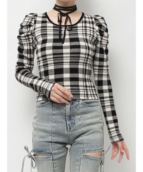 RESEXXY（リゼクシー）の「チョーカーデザインニットトップス（ニット/セーター・レディース・ブラック/ピンク/その他1/レッド・FREE）」の7枚目の写真