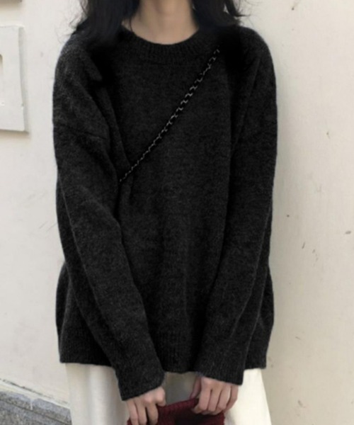 cammie(キャミー)の「ミックスニットトップス(ニット/セーター・レディース・グレー/ブラウン/ワインレッド/パープル/アイボリー/ブラック・FREE)」の7枚目の写真