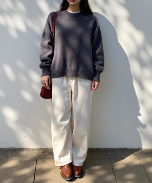 cammie(キャミー)の「ミックスニットトップス(ニット/セーター・レディース・グレー/ブラウン/ワインレッド/パープル/アイボリー/ブラック・FREE)」の12枚目の写真