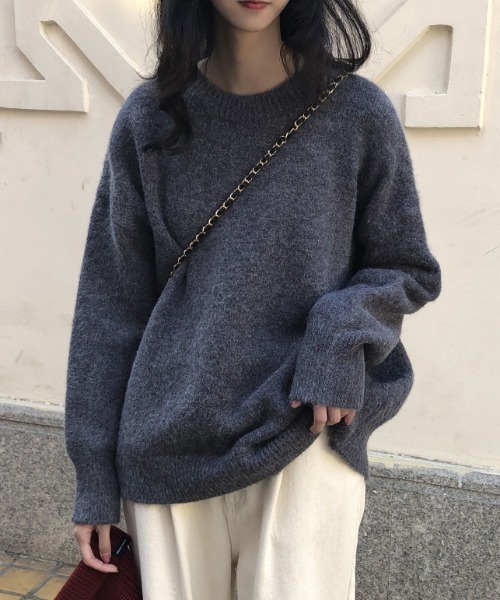 cammie(キャミー)の「ミックスニットトップス(ニット/セーター・レディース・グレー/ブラウン/ワインレッド/パープル/アイボリー/ブラック・FREE)」の11枚目の写真