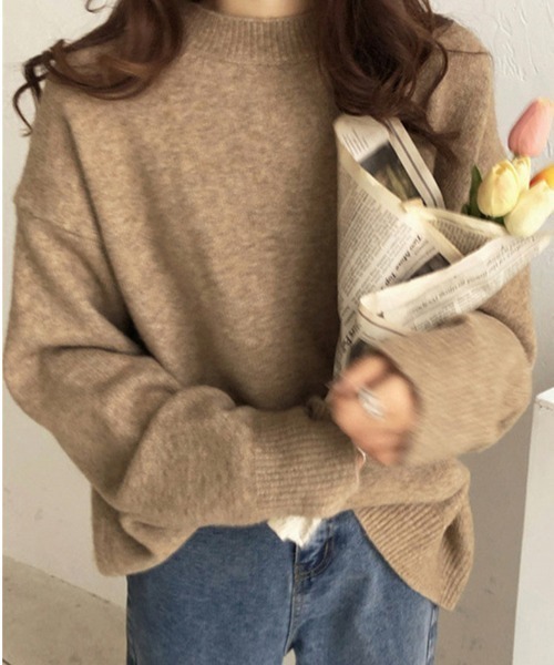 cammie(キャミー)の「ミックスニットトップス(ニット/セーター・レディース・グレー/ブラウン/ワインレッド/パープル/アイボリー/ブラック・FREE)」の14枚目の写真
