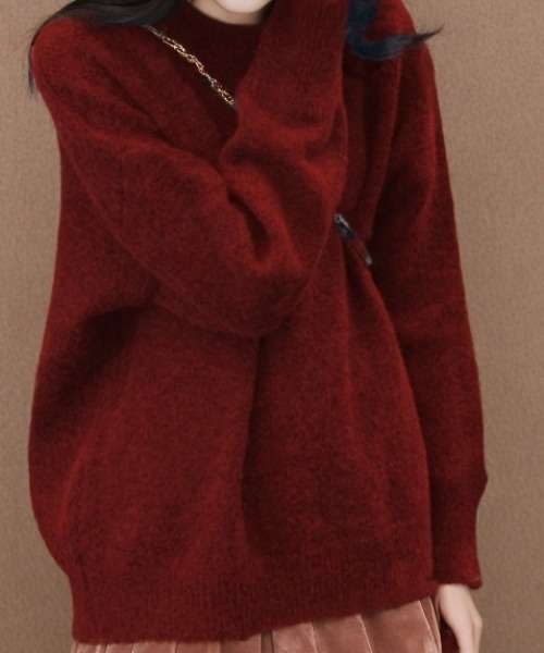 cammie(キャミー)の「ミックスニットトップス(ニット/セーター・レディース・グレー/ブラウン/ワインレッド/パープル/アイボリー/ブラック・FREE)」の17枚目の写真