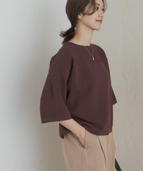 URBAN RESEARCH DOORS（アーバンリサーチドアーズ）の「ダブルジャガードボートネックニット（ニット/セーター・レディース・ブラック/ベージュ/ブラウン・MEDIUM）」の16枚目の写真