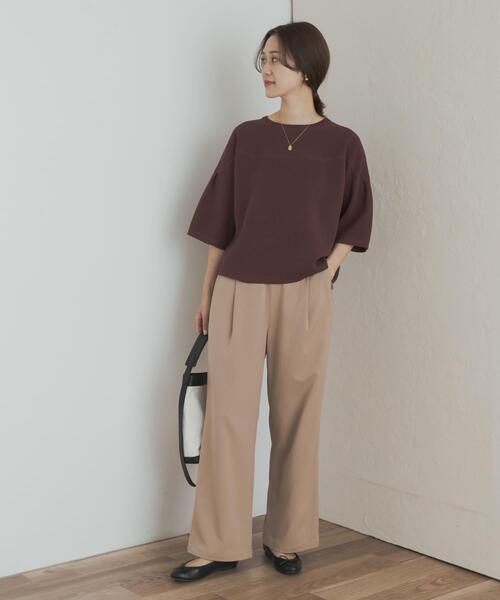 URBAN RESEARCH DOORS（アーバンリサーチドアーズ）の「ダブルジャガードボートネックニット（ニット/セーター・レディース・ブラック/ベージュ/ブラウン・MEDIUM）」の17枚目の写真