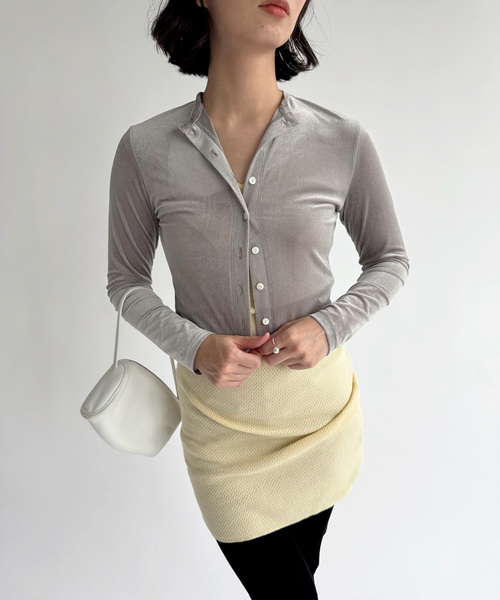 【新品・未使用】EDIT.FOR LULU シアーベロアカーディガン　ピンク シアーベロアカーディガン（カーディガン）｜EDIT.FOR LULU