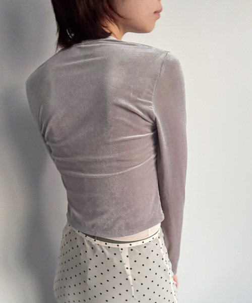 EDIT. FOR LULU(エディットフォールル)の「シアーベロアカーディガン(Tシャツ/カットソー・レディース・チャコールグレー/ホワイト/ピンク・FREE)」の10枚目の写真