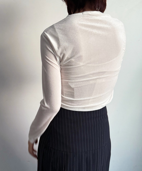 EDIT. FOR LULU(エディットフォールル)の「シアーベロアカーディガン(Tシャツ/カットソー・レディース・チャコールグレー/ホワイト/ピンク・FREE)」の14枚目の写真