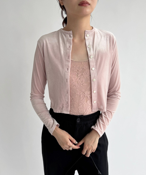 EDIT. FOR LULU(エディットフォールル)の「シアーベロアカーディガン(Tシャツ/カットソー・レディース・チャコールグレー/ホワイト/ピンク・FREE)」の16枚目の写真