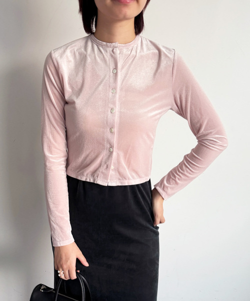 EDIT. FOR LULU(エディットフォールル)の「シアーベロアカーディガン(Tシャツ/カットソー・レディース・チャコールグレー/ホワイト/ピンク・FREE)」の18枚目の写真