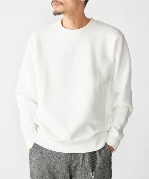 SHIPS(シップス)の「SHIPS: ジャカード ライト ロングスリーブ プルオーバー(Tシャツ/カットソー・メンズ・ホワイト/ネイビー/チャコールグレー・SMALL/MEDIUM/LARGE/X-LARGE)」の2枚目の写真