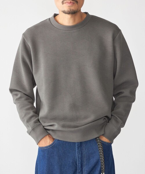 SHIPS(シップス)の「SHIPS: ジャカード ライト ロングスリーブ プルオーバー(Tシャツ/カットソー・メンズ・ホワイト/ネイビー/チャコールグレー・SMALL/MEDIUM/LARGE/X-LARGE)」の1枚目の写真