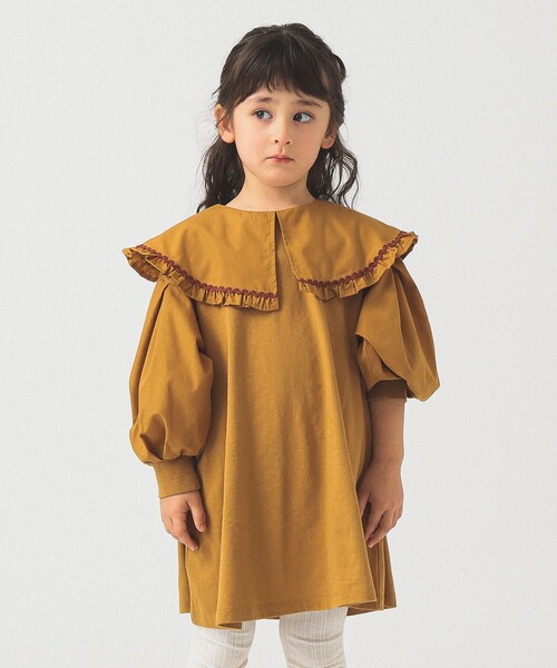 B:MING by BEAMS（ビーミングバイビームス）の「フリルカラー カットソー ワンピース 2025FW（90～140cm）（ワンピース・キッズ・イエロー系その他5/グリーン・140/130/90/120/100/110）」の4枚目の写真