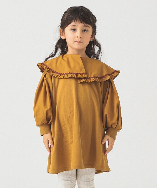 B:MING by BEAMS（ビーミングバイビームス）の「フリルカラー カットソー ワンピース 2025FW（90～140cm）（ワンピース・キッズ・イエロー系その他5/グリーン・140/130/90/120/100/110）」の3枚目の写真