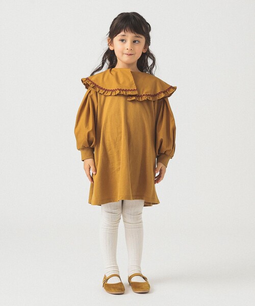 B:MING by BEAMS（ビーミングバイビームス）の「フリルカラー カットソー ワンピース 2025FW（90～140cm）（ワンピース・キッズ・イエロー系その他5/グリーン・140/130/90/120/100/110）」の5枚目の写真