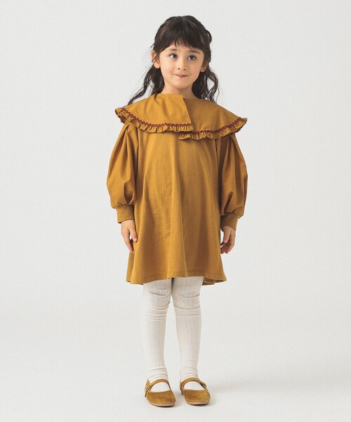 B:MING by BEAMS（ビーミングバイビームス）の「フリルカラー カットソー ワンピース 2025FW（90～140cm）（ワンピース・キッズ・イエロー系その他5/グリーン・140/130/90/120/100/110）」の7枚目の写真