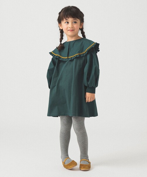 Morn isle*フリル付きカットソーワンピース2色 セール】 【S/Mサイズ】柄アソート襟フリル2WAYワンピース（ベージュ