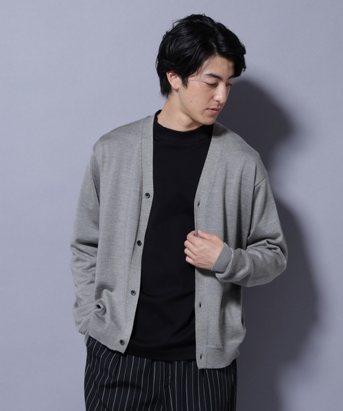 NANO universe（ナノユニバース）の「タスマニアウールミックスベーシックカーディガン（カーディガン/ボレロ・メンズ・ブラック/ネイビー/ブラウン/トップグレー・M/L/XL/S）」の3枚目の写真