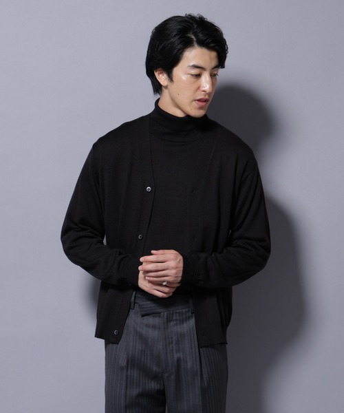 NANO universe（ナノユニバース）の「タスマニアウールミックスベーシックカーディガン（カーディガン/ボレロ・メンズ・ブラック/ネイビー/ブラウン/トップグレー・M/L/XL/S）」の6枚目の写真