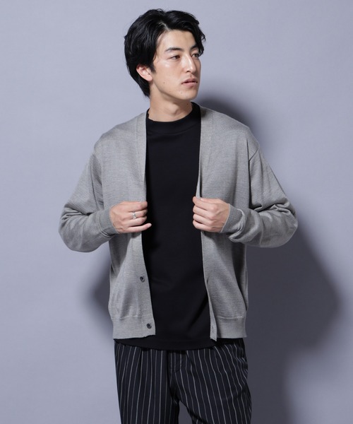 NANO universe（ナノユニバース）の「タスマニアウールミックスベーシックカーディガン（カーディガン/ボレロ・メンズ・ブラック/ネイビー/ブラウン/トップグレー・M/L/XL/S）」の12枚目の写真