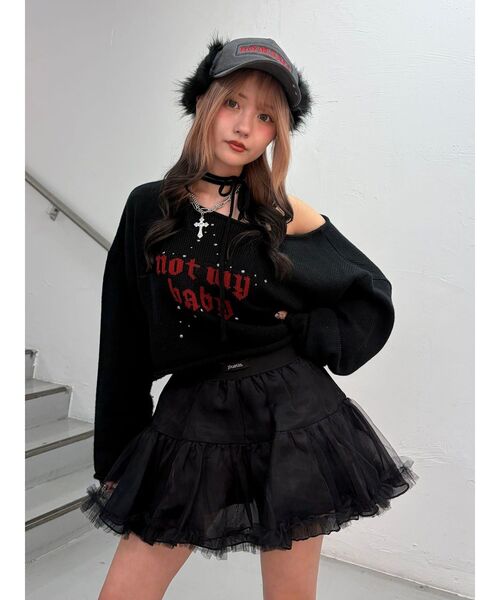 jouetie(ジュエティ)の「ワンショルスタッズショートニット(ニット/セーター・レディース・アイボリー/ブラック/ピンク・MEDIUM)」の18枚目の写真