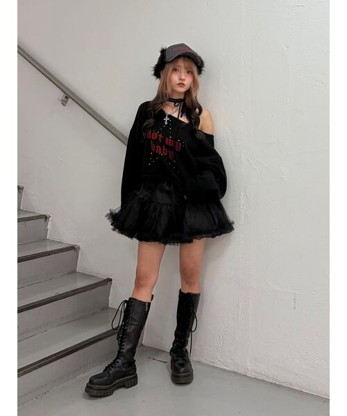 jouetie(ジュエティ)の「ワンショルスタッズショートニット(ニット/セーター・レディース・アイボリー/ブラック/ピンク・MEDIUM)」の20枚目の写真