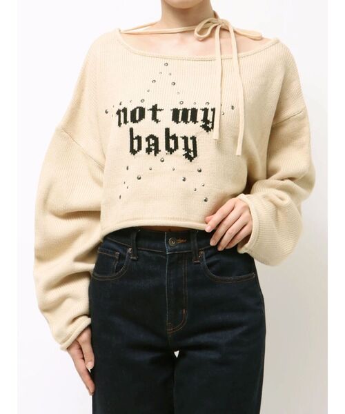 jouetie(ジュエティ)の「ワンショルスタッズショートニット(ニット/セーター・レディース・アイボリー/ブラック/ピンク・MEDIUM)」の15枚目の写真