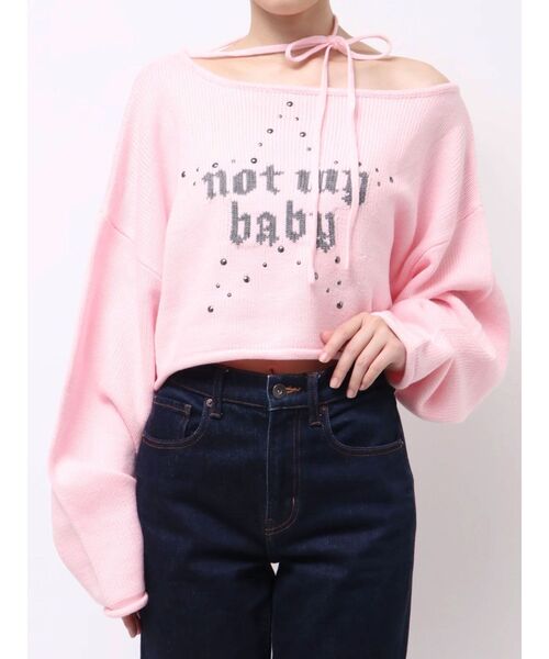 jouetie(ジュエティ)の「ワンショルスタッズショートニット(ニット/セーター・レディース・アイボリー/ブラック/ピンク・MEDIUM)」の16枚目の写真