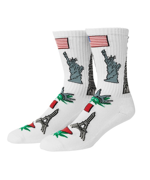 HUF(ハフ)の「GREEN BUDDY TOURIST SOCKS(ソックス/靴下・メンズ・ブラック/ホワイト・O/S)」の1枚目の写真