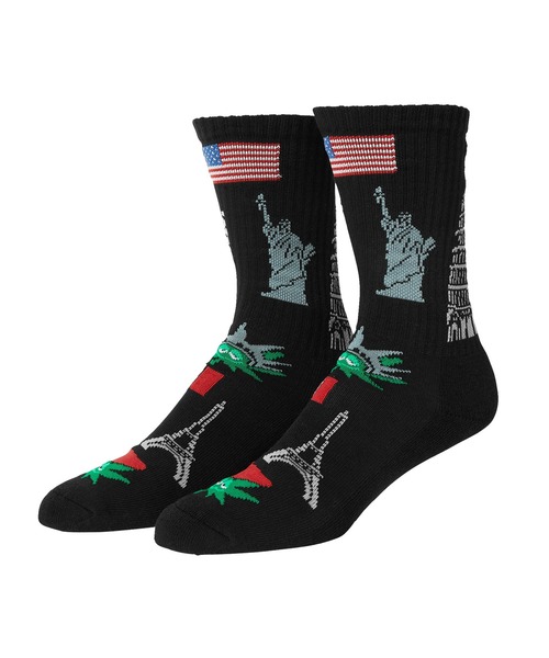 HUF(ハフ)の「GREEN BUDDY TOURIST SOCKS(ソックス/靴下・メンズ・ブラック/ホワイト・O/S)」の2枚目の写真