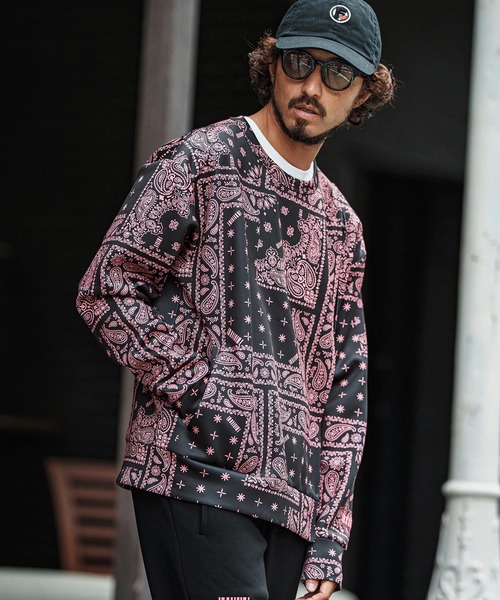 felkod(フィルコッド)の「msw1750-Bandana Cardboard Knit Zip Accent Pullover トレーナー(F25F100)(スウェット・メンズ・ホワイト/ライトグレー/ブラック・S/M/L)」の1枚目の写真