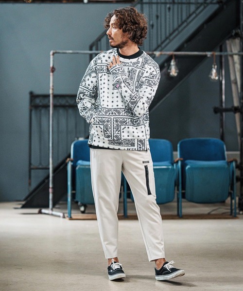 felkod(フィルコッド)の「msw1750-Bandana Cardboard Knit Zip Accent Pullover トレーナー(F25F100)(スウェット・メンズ・ホワイト/ライトグレー/ブラック・S/M/L)」の7枚目の写真