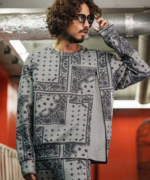 felkod(フィルコッド)の「msw1750-Bandana Cardboard Knit Zip Accent Pullover トレーナー(F25F100)(スウェット・メンズ・ホワイト/ライトグレー/ブラック・S/M/L)」の9枚目の写真