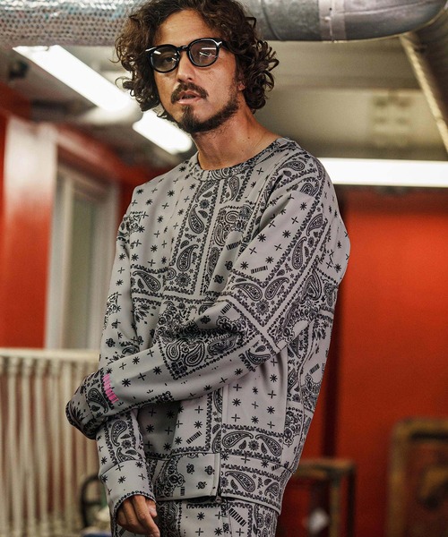 felkod(フィルコッド)の「msw1750-Bandana Cardboard Knit Zip Accent Pullover トレーナー(F25F100)(スウェット・メンズ・ホワイト/ライトグレー/ブラック・S/M/L)」の10枚目の写真