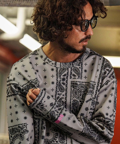 felkod(フィルコッド)の「msw1750-Bandana Cardboard Knit Zip Accent Pullover トレーナー(F25F100)(スウェット・メンズ・ホワイト/ライトグレー/ブラック・S/M/L)」の11枚目の写真