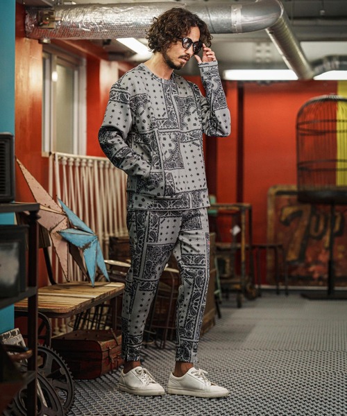 felkod(フィルコッド)の「msw1750-Bandana Cardboard Knit Zip Accent Pullover トレーナー(F25F100)(スウェット・メンズ・ホワイト/ライトグレー/ブラック・S/M/L)」の14枚目の写真