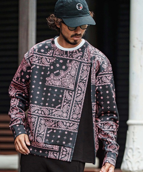 felkod(フィルコッド)の「msw1750-Bandana Cardboard Knit Zip Accent Pullover トレーナー(F25F100)(スウェット・メンズ・ホワイト/ライトグレー/ブラック・S/M/L)」の16枚目の写真