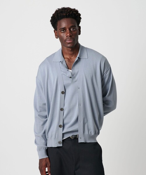 BEAUTY&YOUTH UNITED ARROWS（ビューティーアンドユースユナイテッドアローズ）の「SPIFFY ウール 4B Vネック カーディガン ウォッシャブル（カーディガン/ボレロ・メンズ・ライトブルー/ダークグレー・S/M/XL/L）」の2枚目の写真