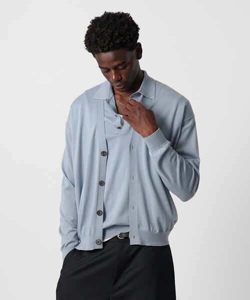 BEAUTY&YOUTH UNITED ARROWS（ビューティーアンドユースユナイテッドアローズ）の「SPIFFY ウール 4B Vネック カーディガン ウォッシャブル（カーディガン/ボレロ・メンズ・ライトブルー/ダークグレー・S/M/XL/L）」の17枚目の写真