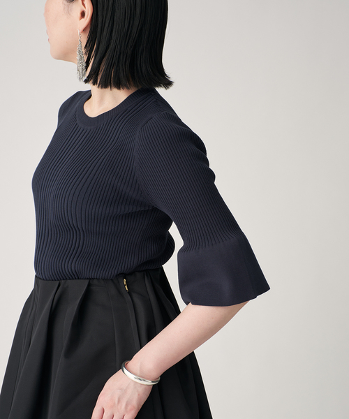 VERMEIL par iena（ヴェルメイユパーイエナ）の「cotton stretch RIB プルオーバー（ニット/セーター・レディース・アイボリー/ブラウン/ネイビー・FREE）」の3枚目の写真