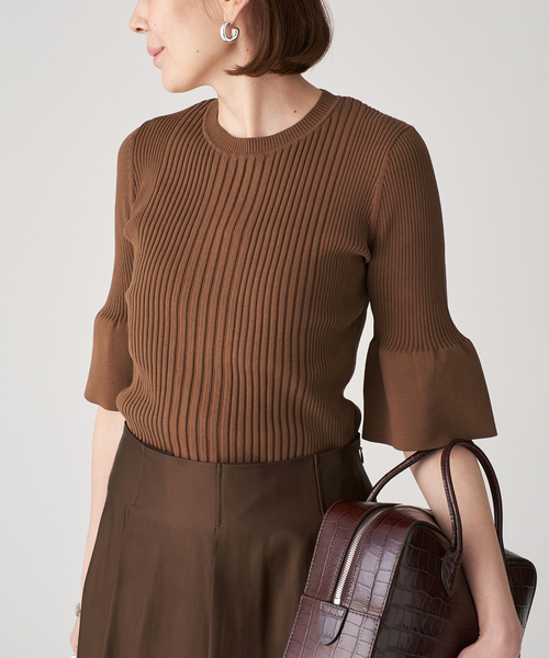 VERMEIL par iena（ヴェルメイユパーイエナ）の「cotton stretch RIB プルオーバー（ニット/セーター・レディース・アイボリー/ブラウン/ネイビー・FREE）」の2枚目の写真