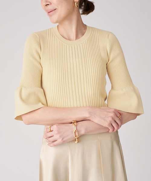 VERMEIL par iena（ヴェルメイユパーイエナ）の「cotton stretch RIB プルオーバー（ニット/セーター・レディース・アイボリー/ブラウン/ネイビー・FREE）」の4枚目の写真